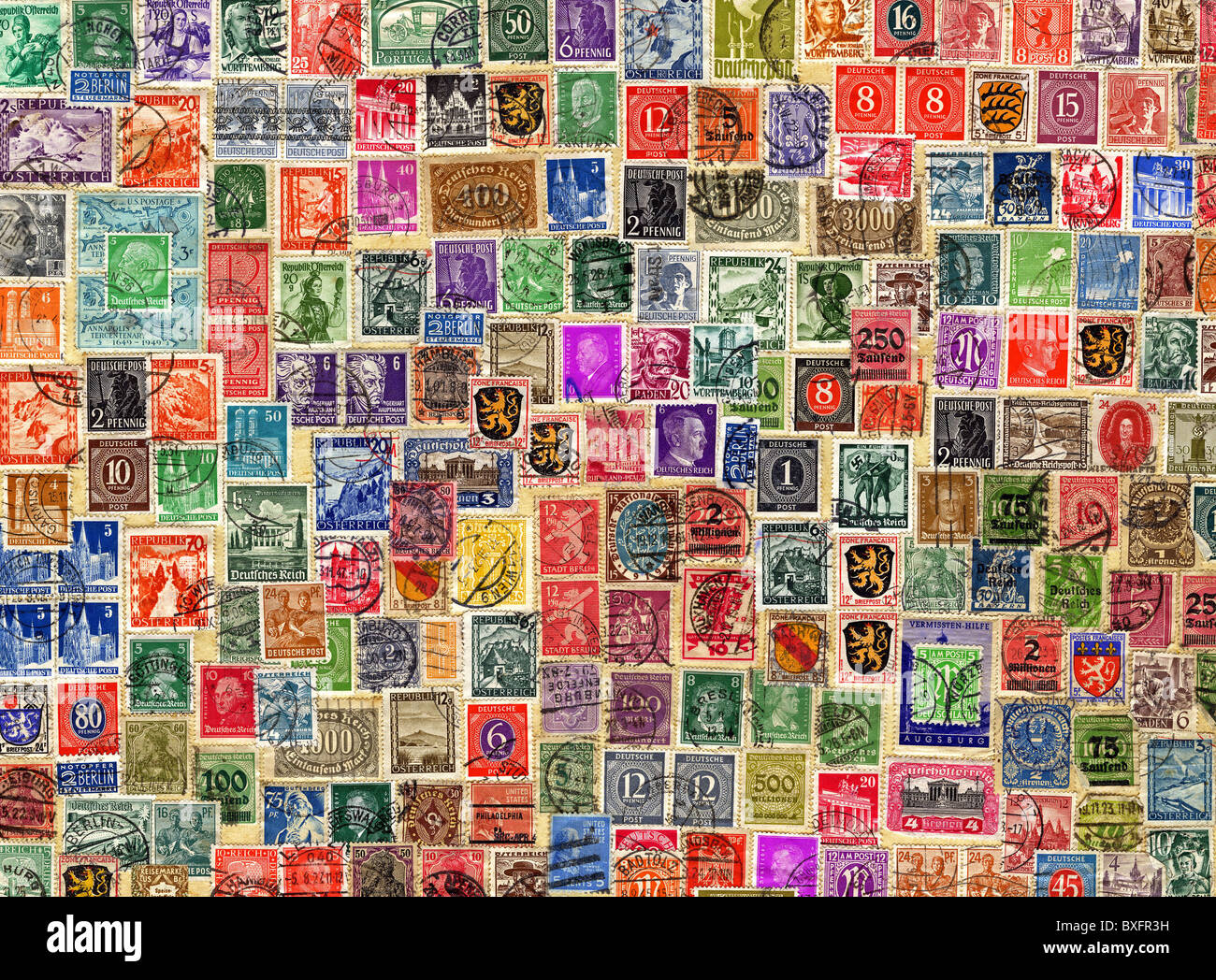 Post, Briefmarken, deutsche und österreichische Briefmarken, um 1900 bis 1955, Zusatzrechte-Abfertigung-nicht vorhanden Stockfoto
