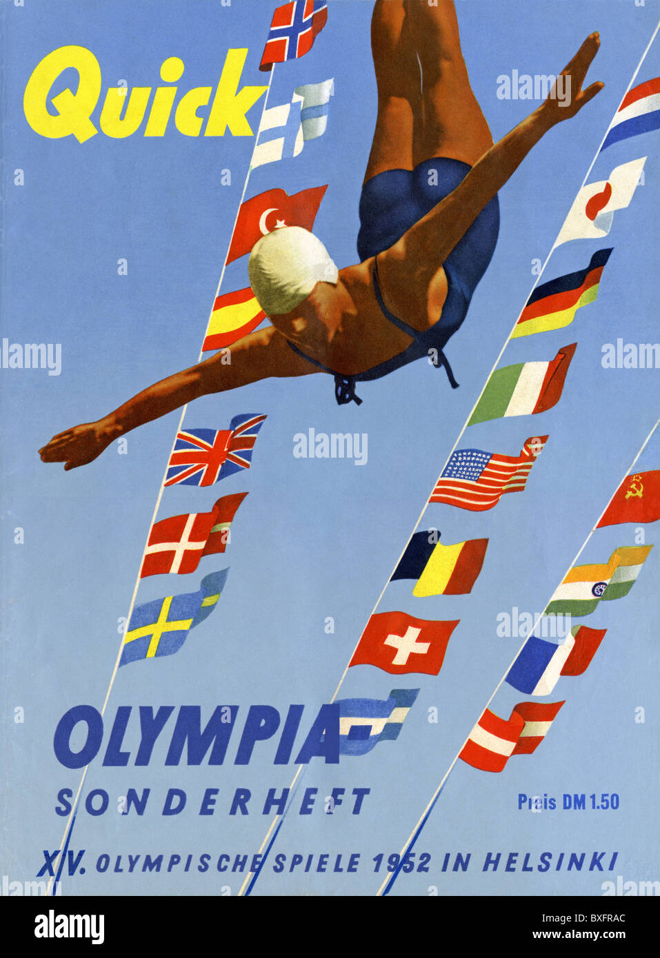 Presse, Schnellzeitschrift, Olympia Sonderheft, XV Olympische Spiele 1952 in Helsinki, Deckblatt, Deutschland, 1952, Zusatzrechte-Clearences-not available Stockfoto