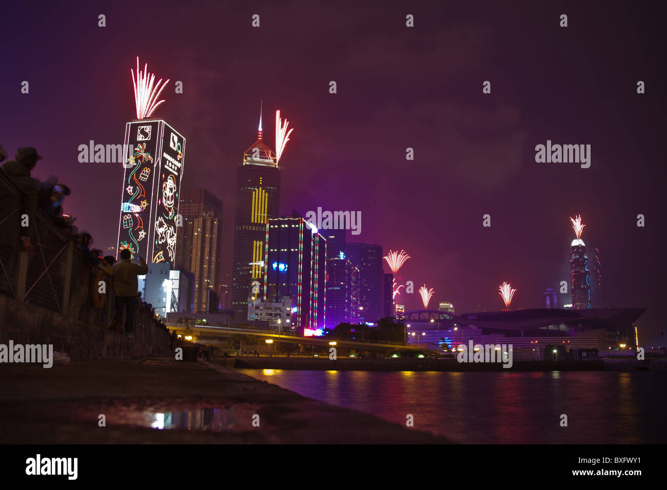 Neue Jahre Feier Hong Kong Hafen Stockfoto