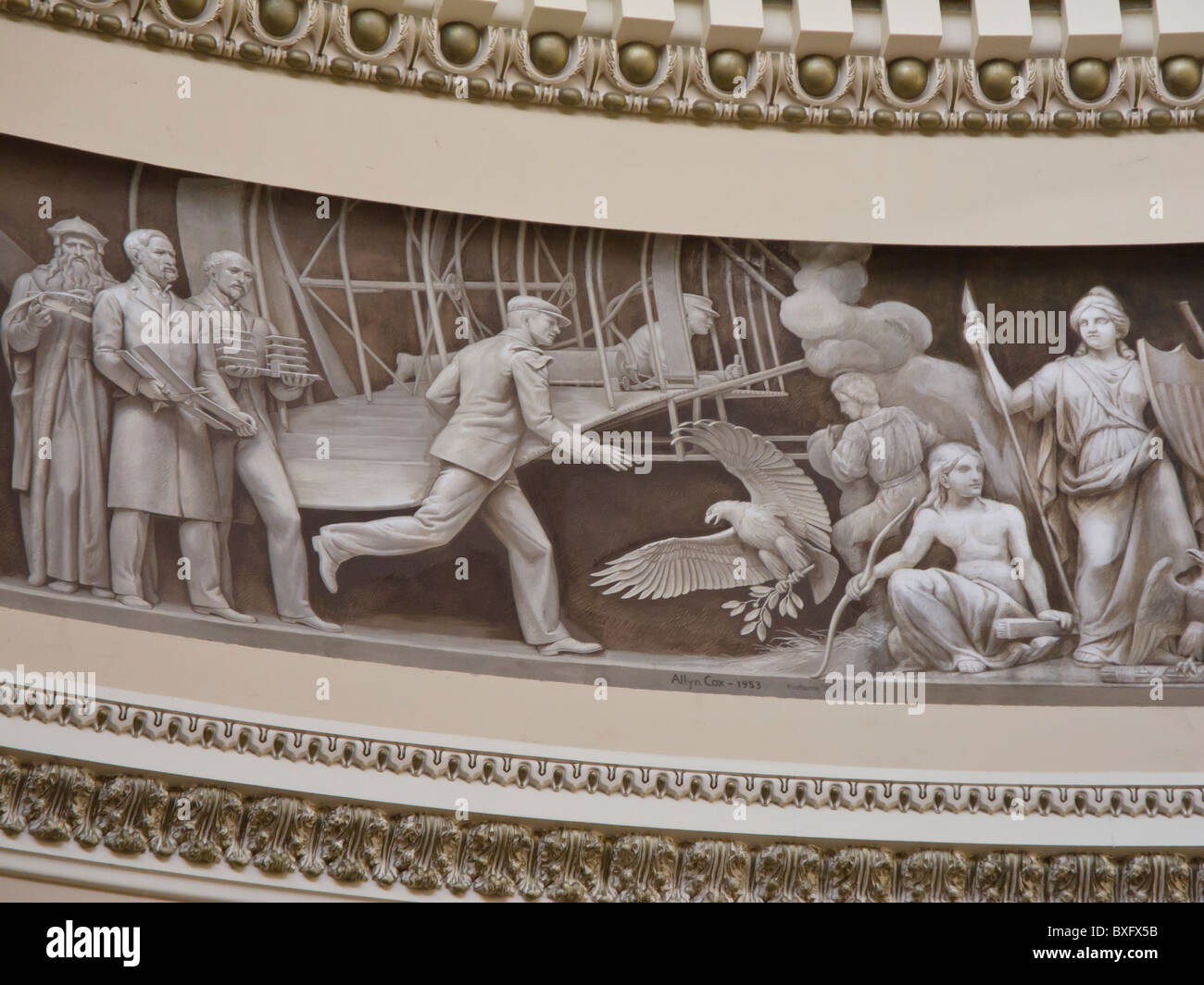 Malerei der Gebrüder Wright auf dem Relief in der Rotunde des US-Capitol Stockfoto