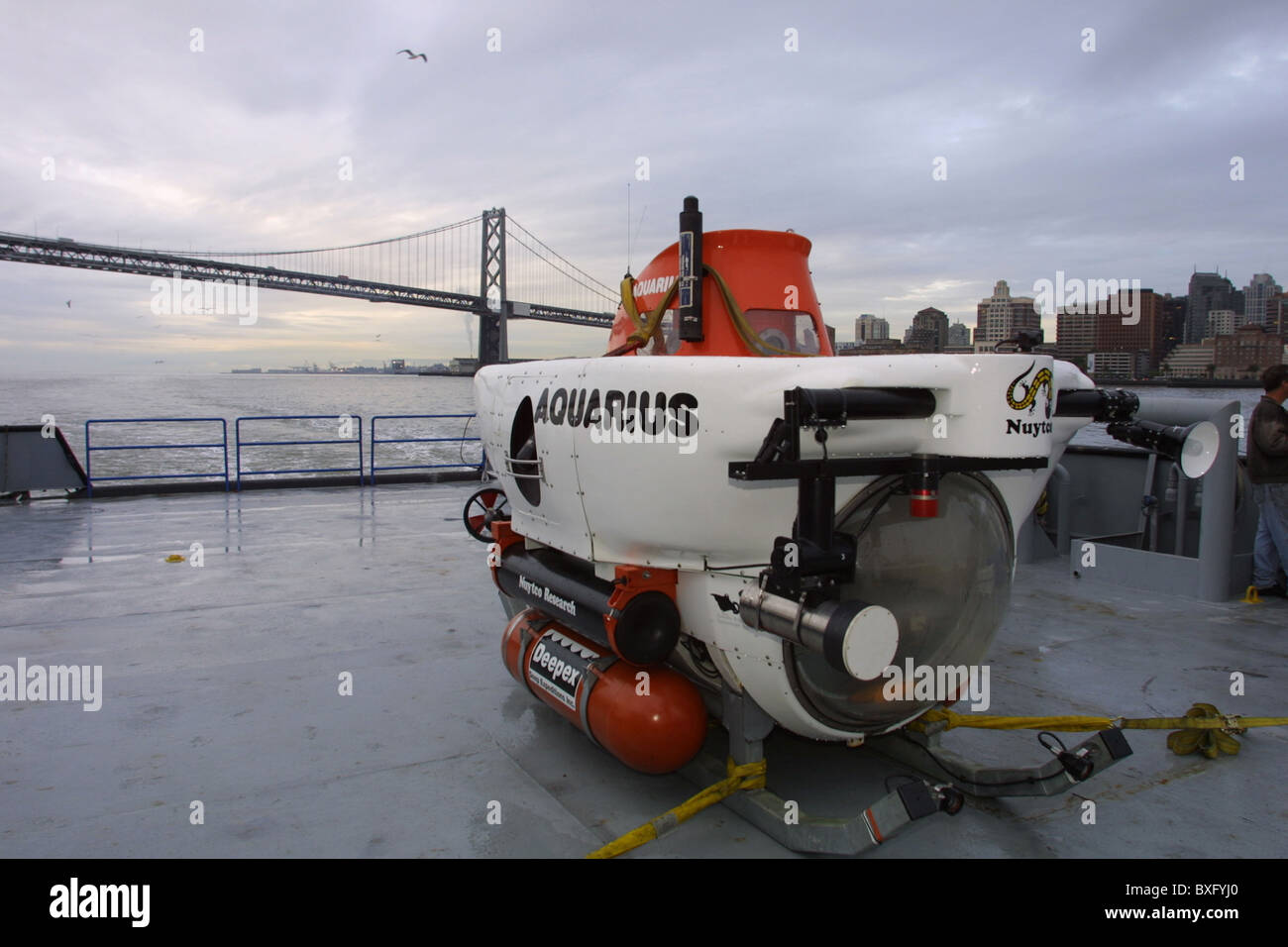 Wassermann-u-Boot an Bord eines Bootes in der San Francisco Bay Stockfoto