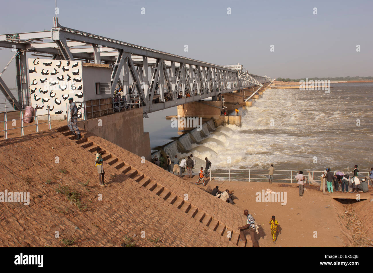 Barrage de Markala, Markala Dam. 40 km nördlich von Segou, Mali Stockfoto