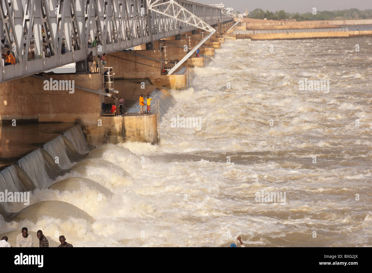 Barrage de Markala, Markala Dam. 40 km nördlich von Segou, Mali Stockfoto