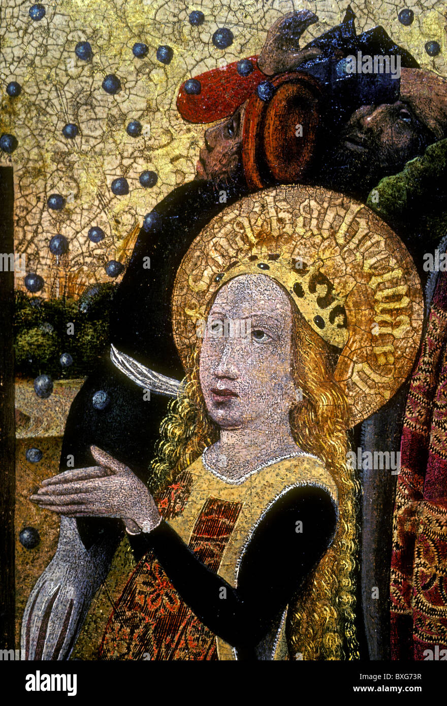 Sainte Catherine, Ste Catherine, Detail, Altargemälde, Gemälde, Ölgemälde, Öl auf Holz, Notre-Dame Museum, Straßburg, Elsass, Frankreich Stockfoto