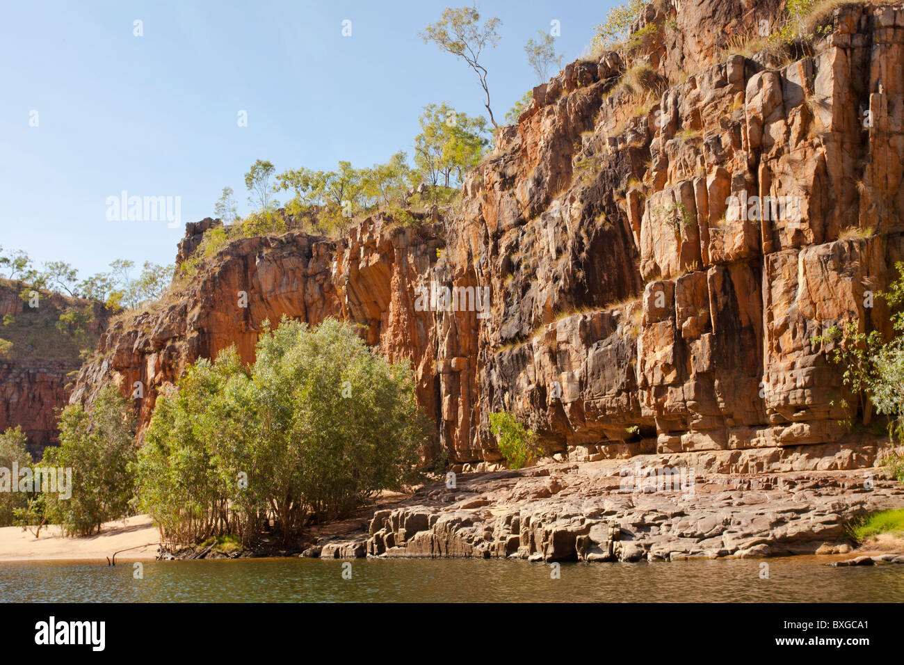 Sandstein-Klippen im Nitmiluk National Park, Kathertine, Katherine Gorge, Northern Territory Stockfoto