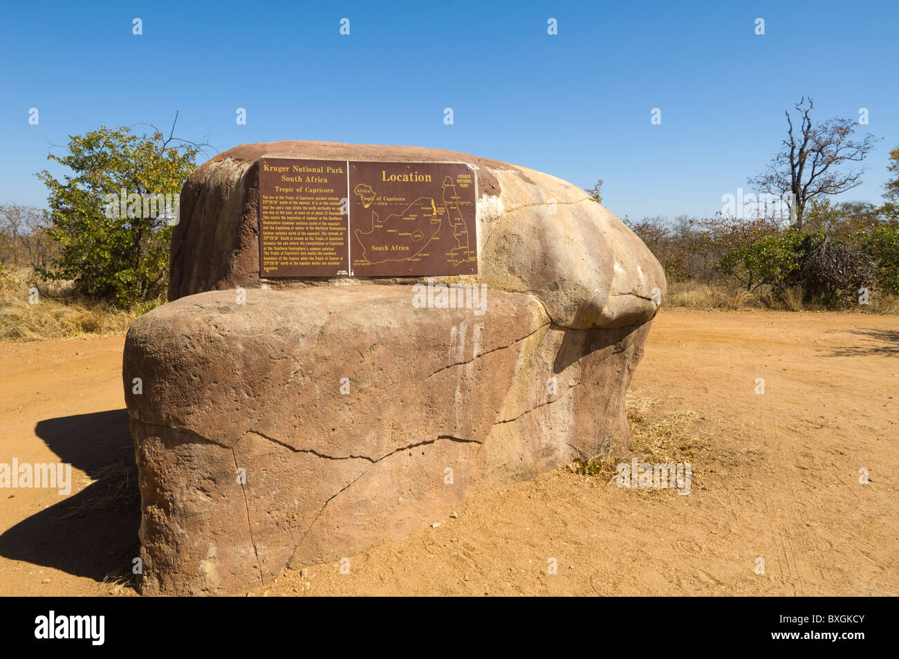 Wendekreis des Steinbocks Kruger Nationalpark in Südafrika Stockfoto