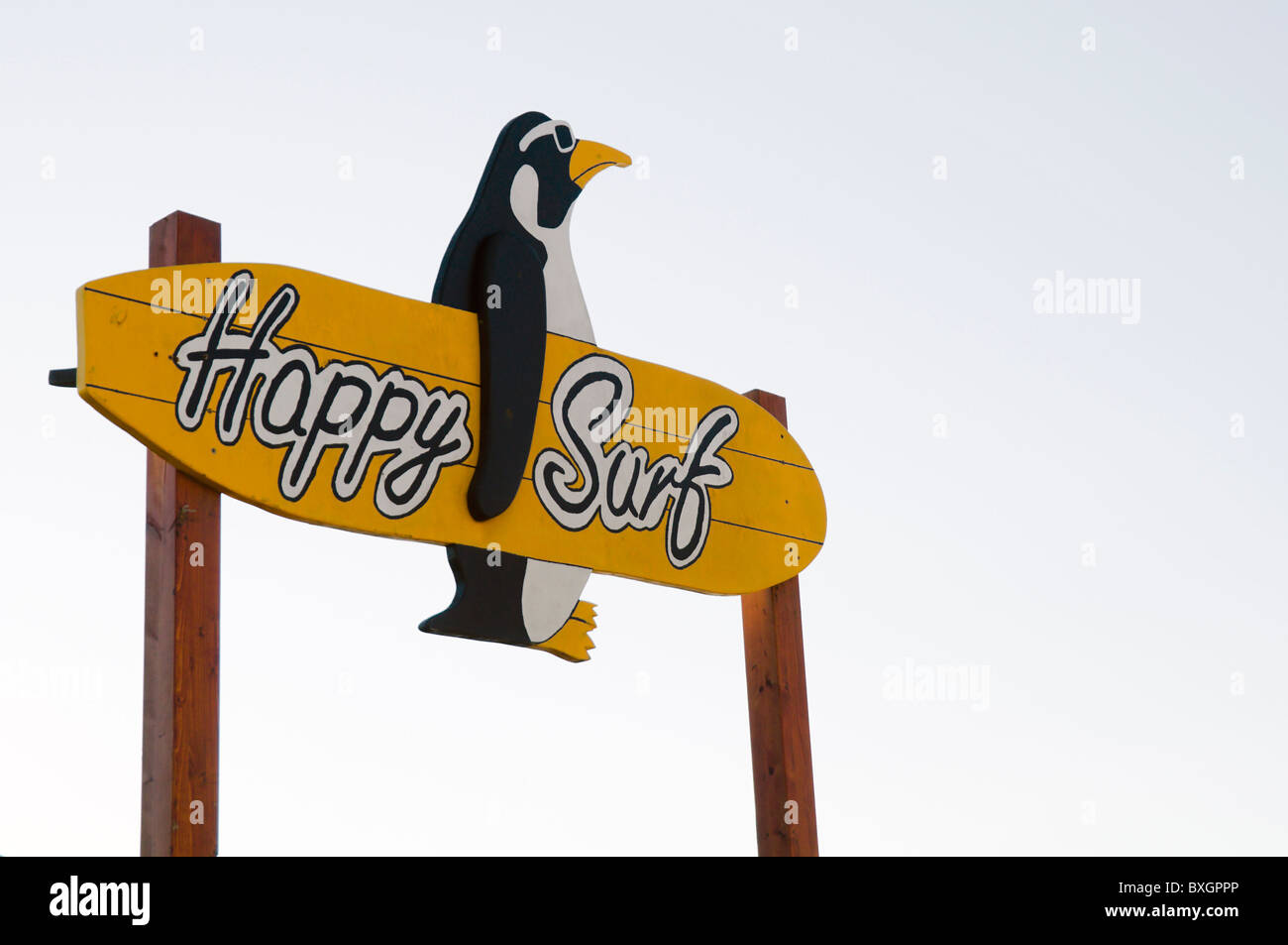 Ostia, Happy Surf Strand Zeichen Stockfoto