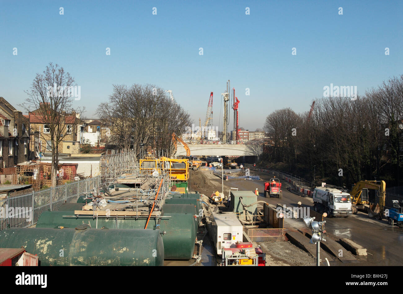 Bauarbeiten an der neuen East London Bahnlinie London UK Stockfoto