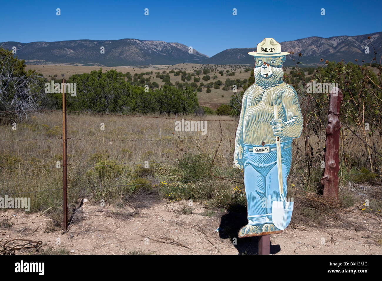 Smokey tragen Ähnlichkeit nahe Lage Original Smokey Bear wurde gefunden Stockfoto