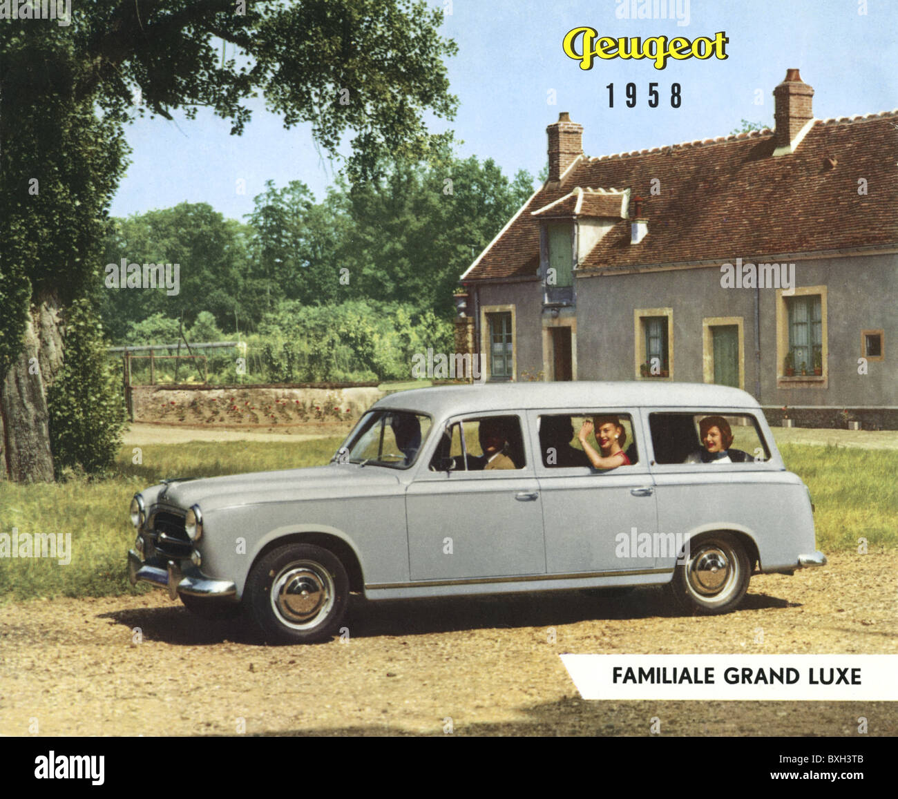 Transport / Transport, Auto, Fahrzeugvarianten, Peugeot 403, Werbung,  Frankreich, 1958, 50er, 50er, 20. Jahrhundert, historisch, Auto, Autos,  Kombi, Kombi, Kombi, Wagen, Reise, Französisch, Personen,  Zusatzrechte-Abfertigung-nicht verfügbar ...