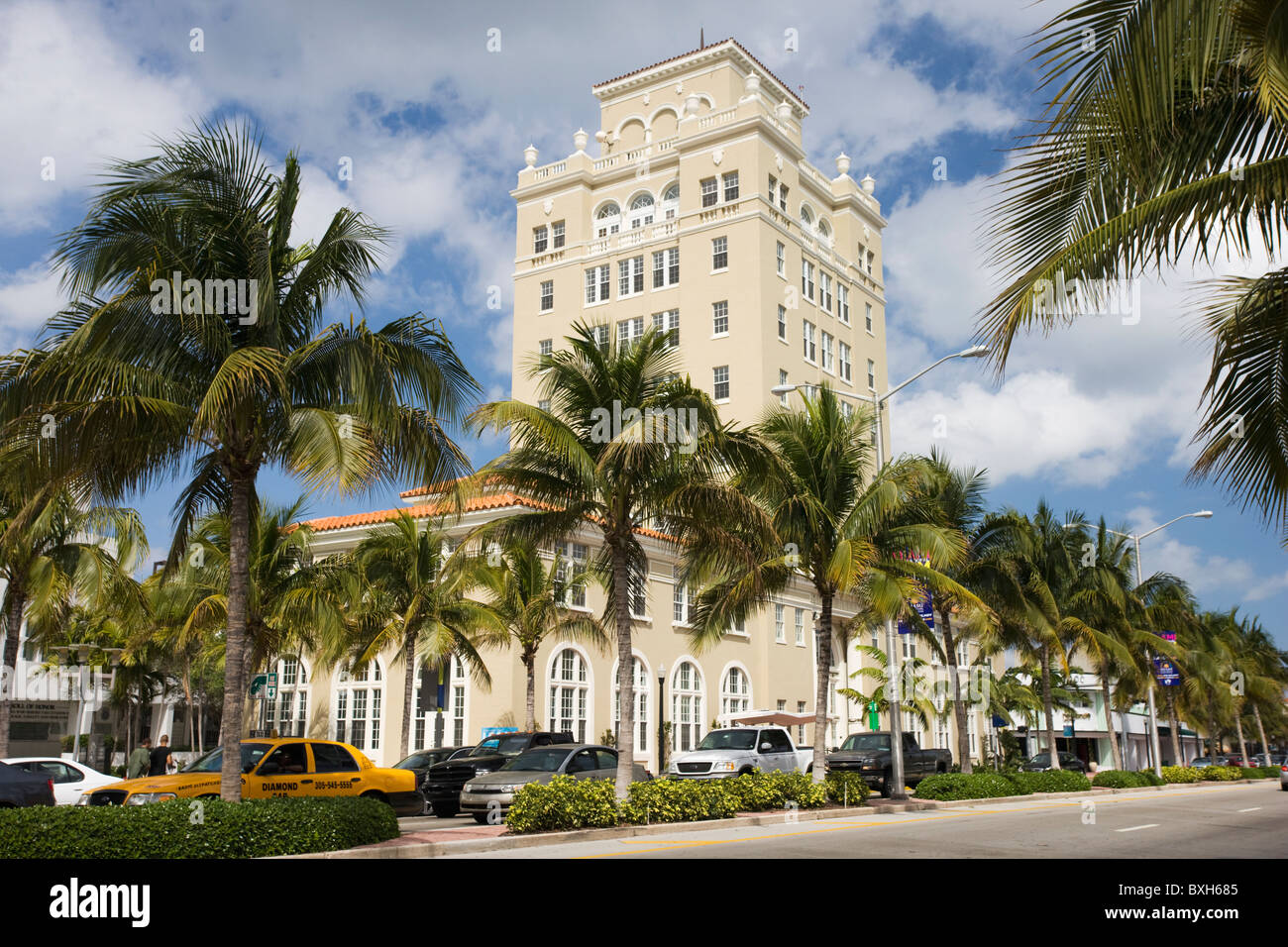 Altes Rathaus, Washington Street in Miamis berühmten Art Deco Viertel in South Beach, Miami, Florida, USA Stockfoto