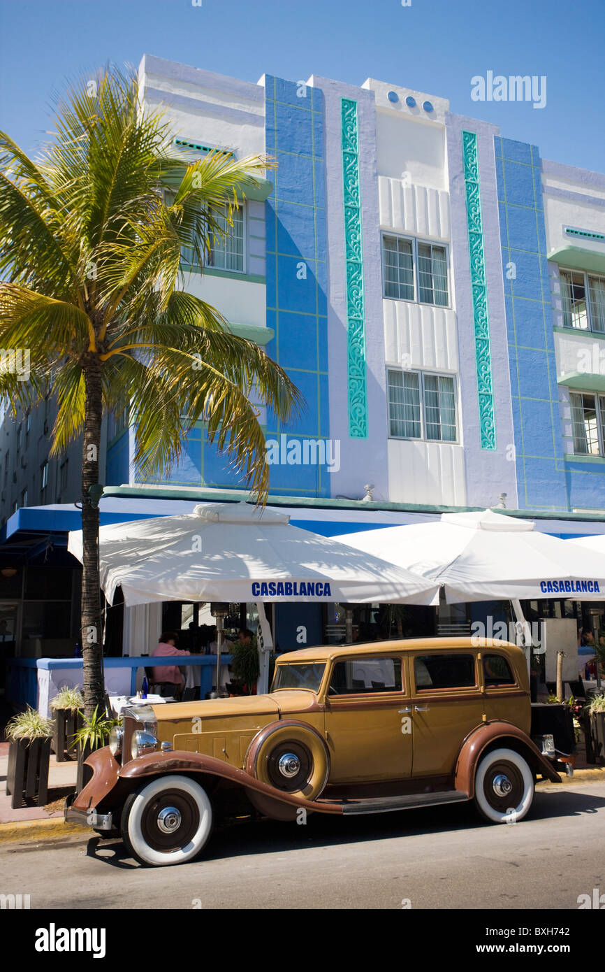 Oldtimer Packard 1932 Classic Limousine Automobil von Casablanca am Ocean Drive, South Beach, Miami, Florida, USA Stockfoto