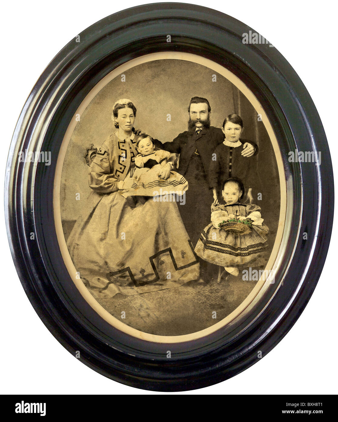 Personen, Familie, Eltern mit Kindern, Gruppenbild, Deutschland, um 1859, Zusatz-Rechte-Clearences-nicht vorhanden Stockfoto