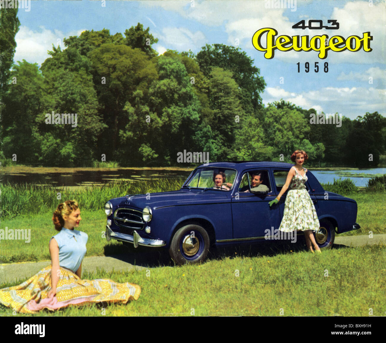 Transport Transport Auto Fahrzeugvarianten Peugeot 403 Reise Ponton Karosserie Frankreich 1958 50er 50er Jahrhundert Historisch Auto Autos Franzosisch Natur Ausflug Menschen Frau Frauen Weiblich Zusatzrechte Clearences Nicht
