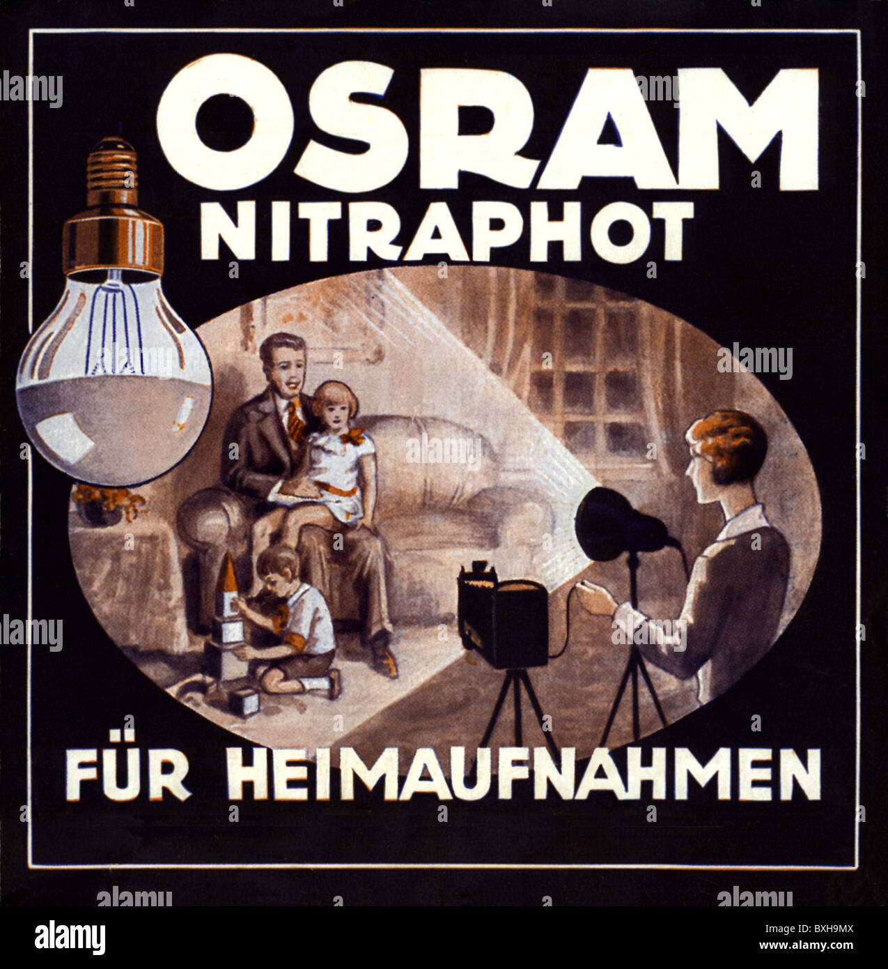 Werbung, Strom, Glühbirne, Osram, Nitraphot Lampe, Deutschland, 1928, Zusatz-Rights-Clearences-not available Stockfoto
