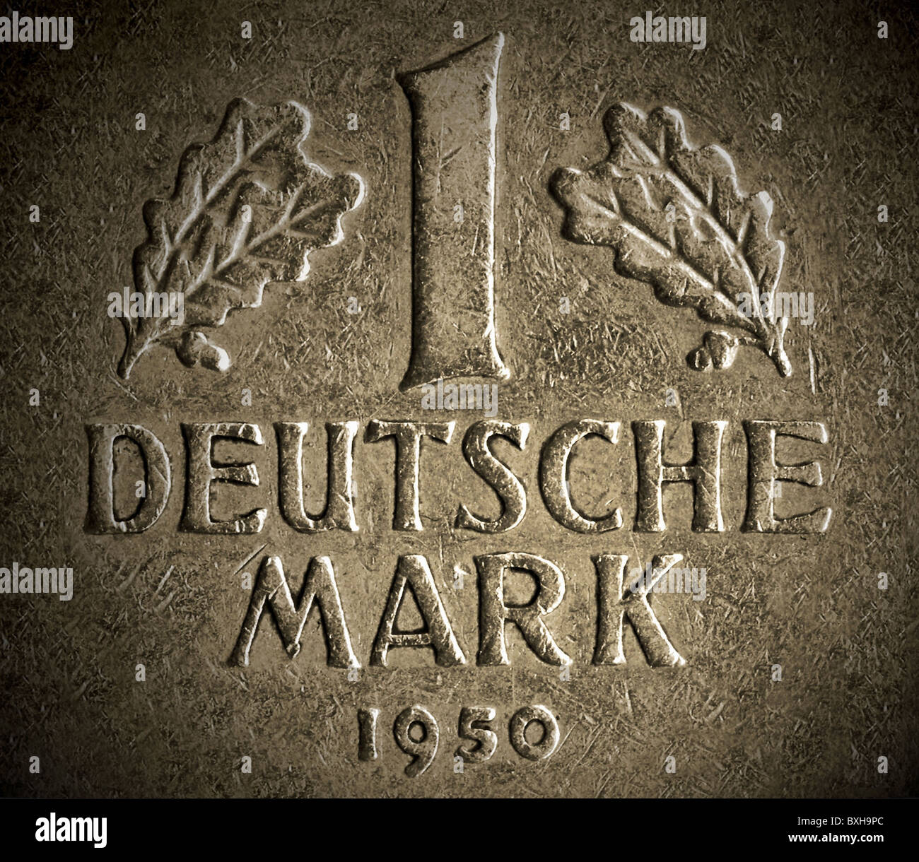 Geld / Finanzen, Münzen, Deutschland, 1 Deutsche Mark, geprägt 1950, Zusatzrechte-Clearences-nicht vorhanden Stockfoto