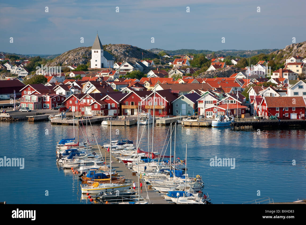 Dorf von SkŠrhamn auf Insel Tjorn, Bohuslan, auf der Westküste von Schweden Stockfoto