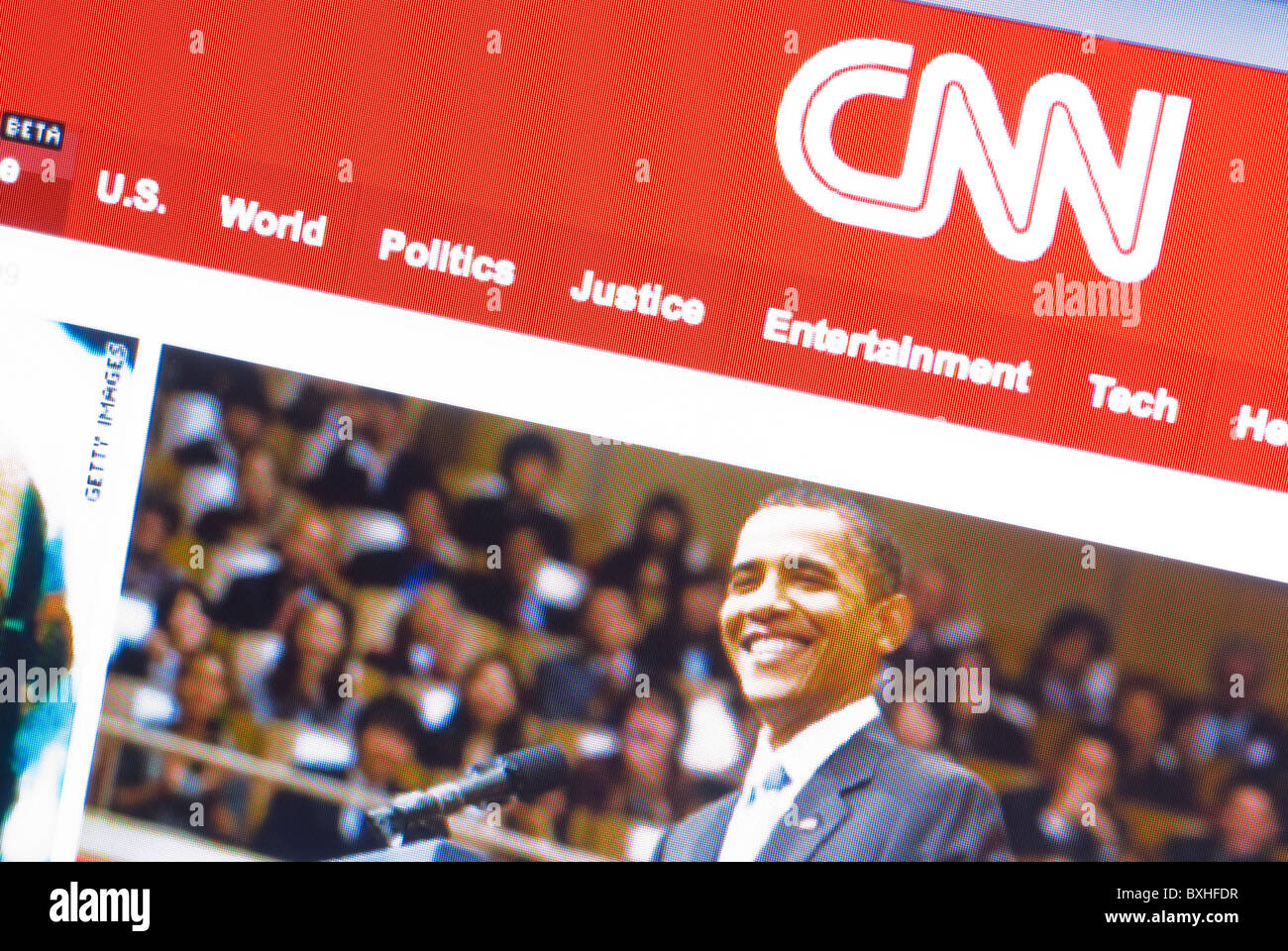 CNN-Homepage mit Foto von Präsident Barack Obama Stockfoto