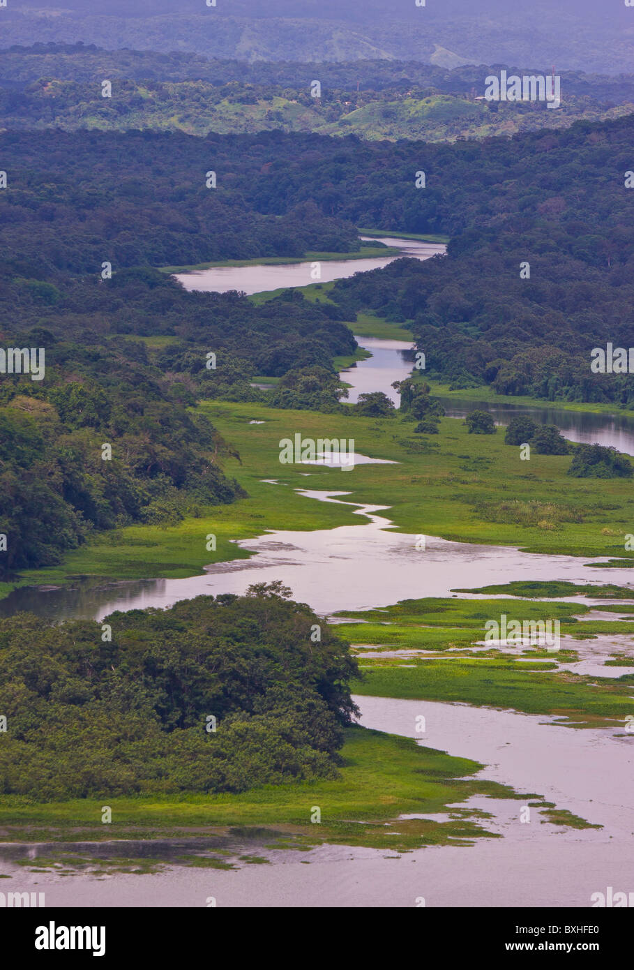 GAMBOA, PANAMA - Fluss und den Regenwald entlang Panamakanal-Zone. Stockfoto