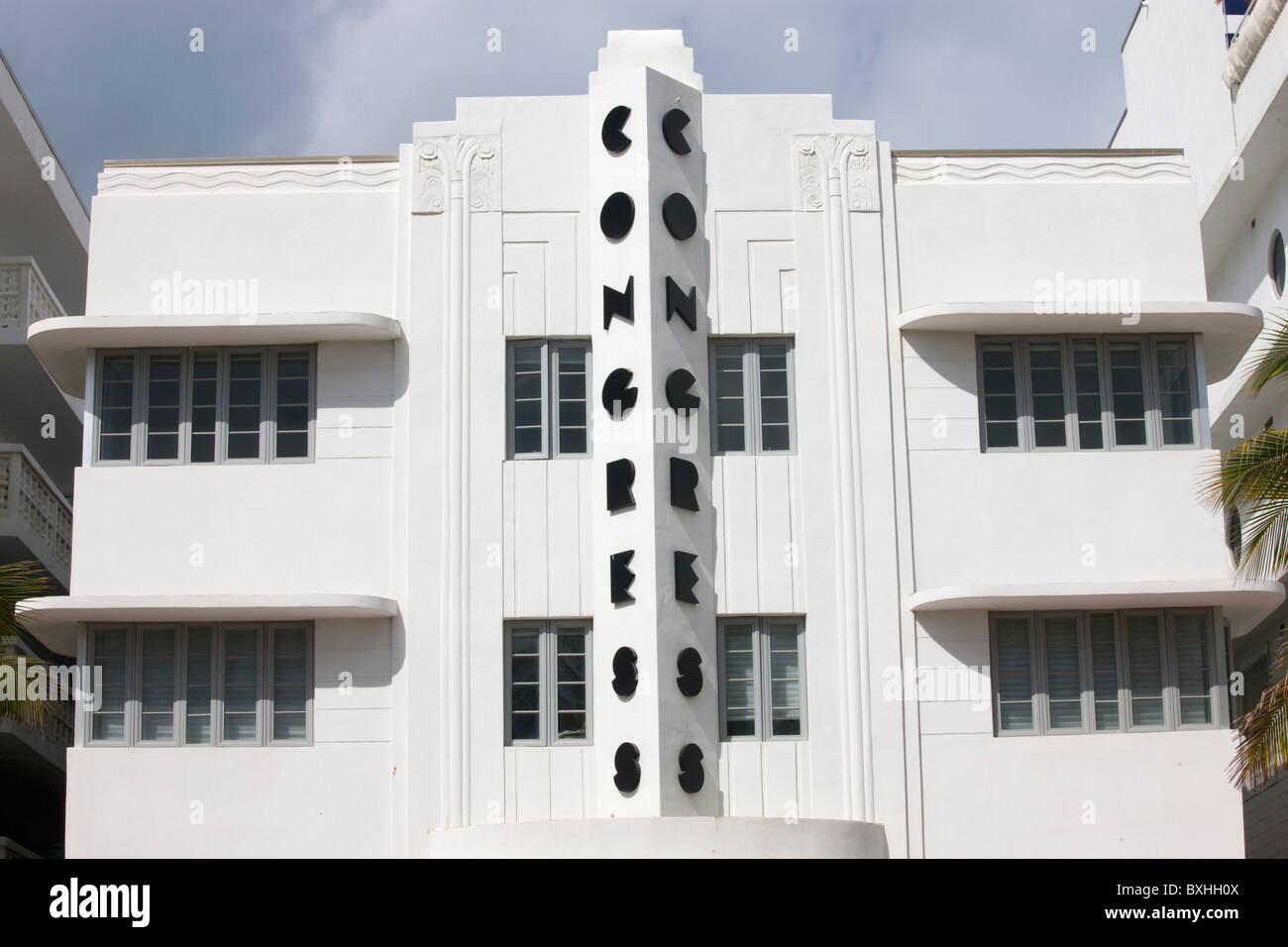 Congress Hotel Art Deco Architektur am Ocean Drive, South Beach, Miami, Florida, Vereinigte Staaten von Amerika Stockfoto