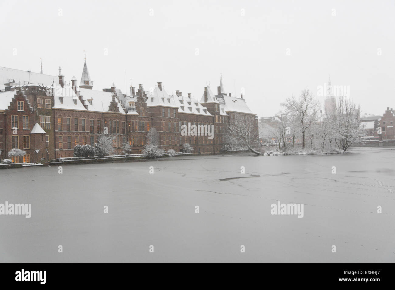 Niederländischen Parlament Binnenhof, Winter Schnee, den Haag, Niederlande, Holland, Europa Stockfoto