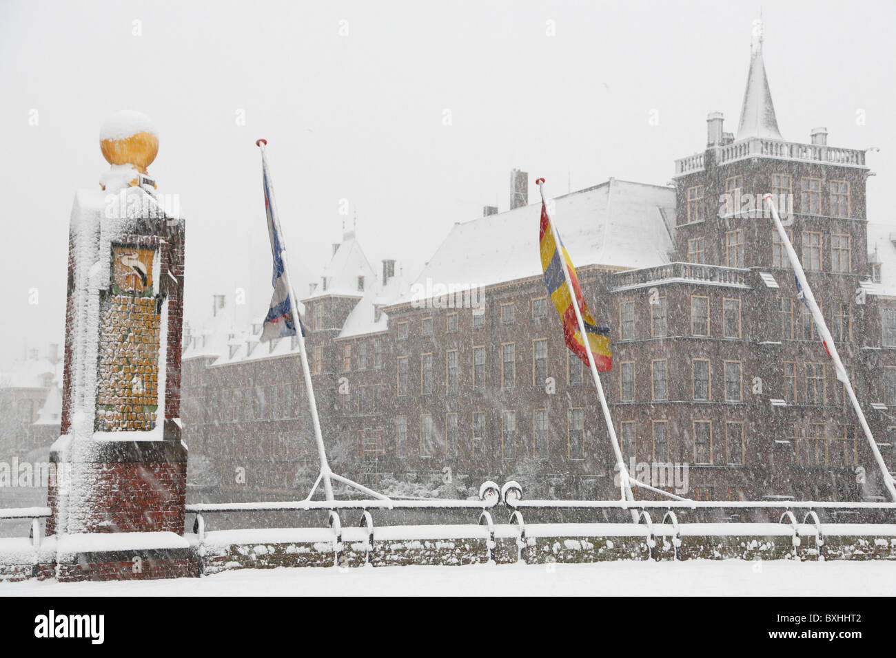 Niederländischen Parlament Binnenhof, Winter Schnee, den Haag, Niederlande, Holland, Europa Stockfoto