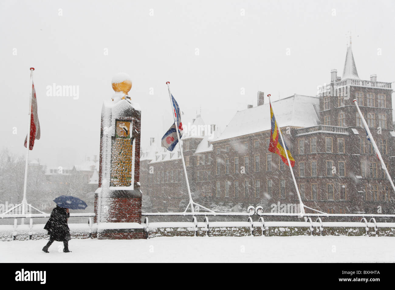 Niederländischen Parlament Binnenhof, Winter Schnee, den Haag, Niederlande, Holland, Europa Stockfoto