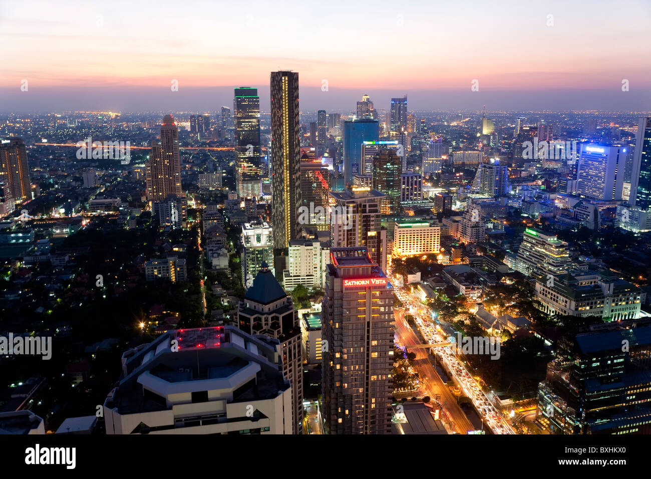 Ansicht des Geschäftsviertels, Bangkok, Thailand Stockfoto