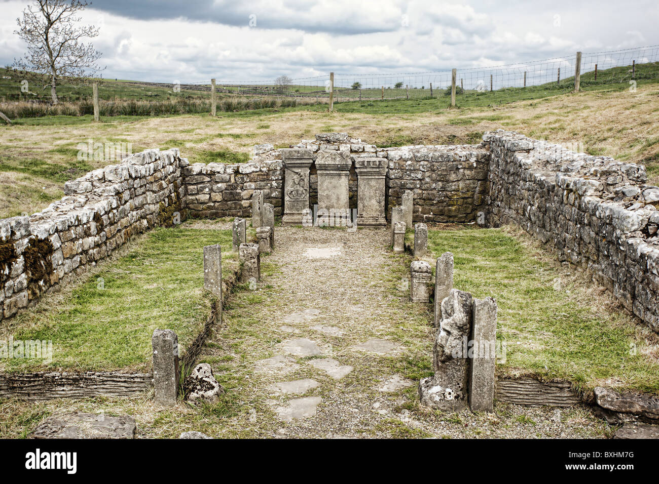 Tempel des Mithras, Brocolitia, Hadrianswall, Northumberland, England Stockfoto