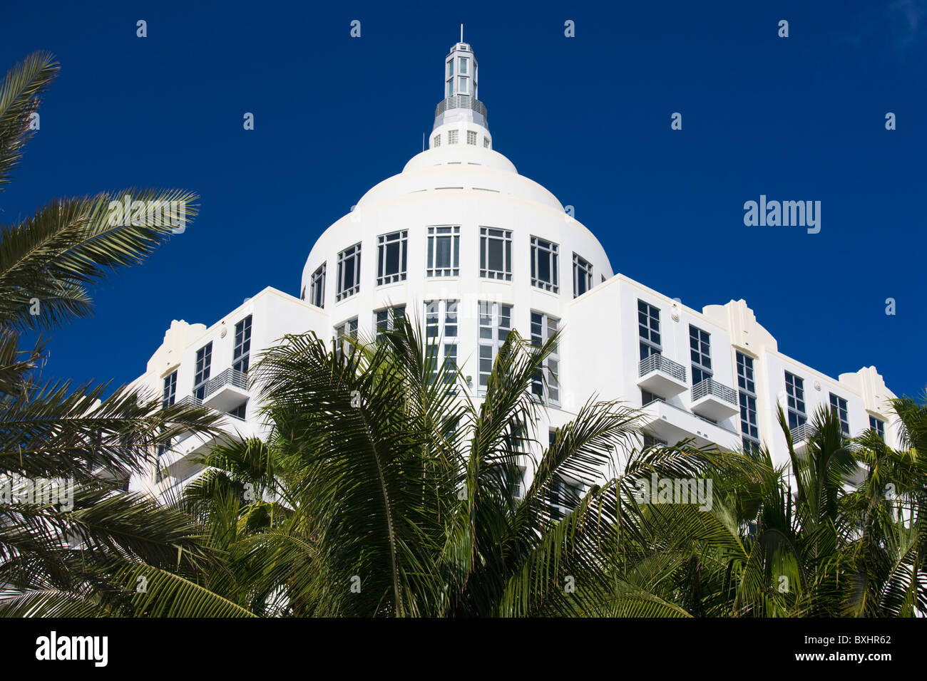 Art-Deco-Architektur Loews Hotel St Moritz Hotel in Collins Avenue, South Beach, Miami, Florida, Vereinigte Staaten von Amerika Stockfoto