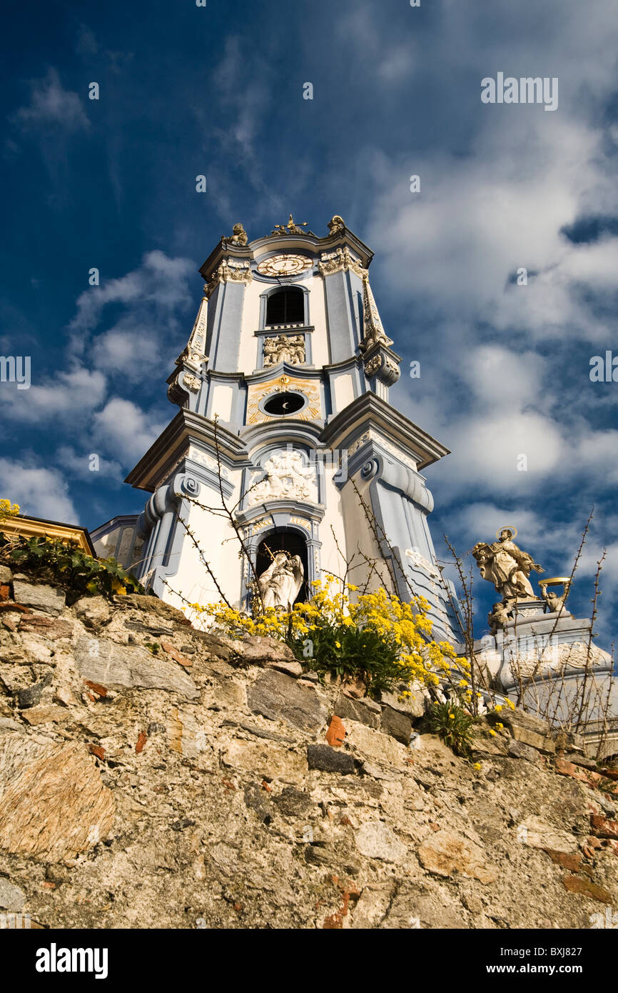 Barockkirche in Dürnstein in der Wachau, Waldviertel, Niederösterreich, Österreich, Europa Stockfoto