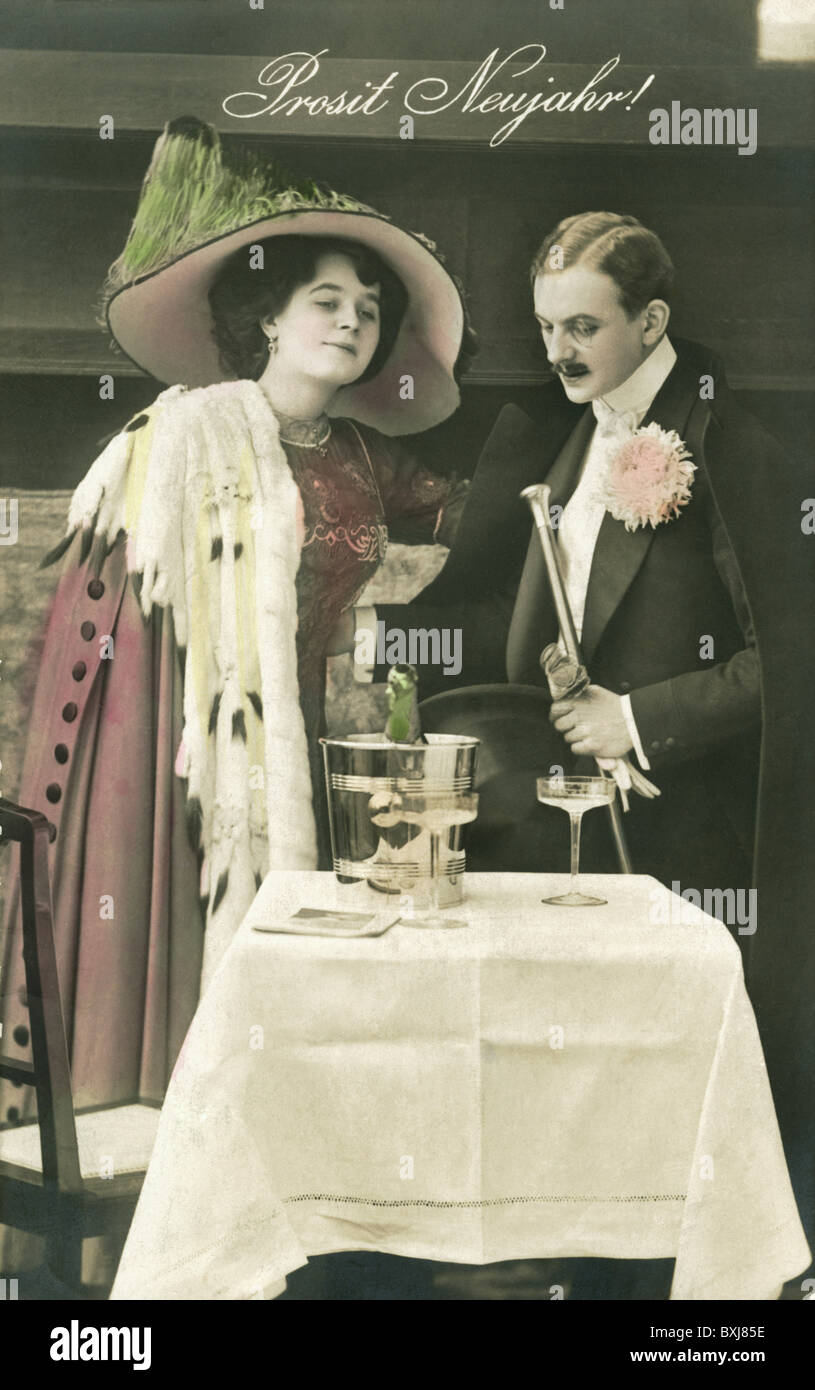 Festlichkeit, Silvester, glückliches Neues Jahr, Paar, Deutschland, um 1912, zusätzliche-Rechte-Clearenzen-nicht verfügbar Stockfoto