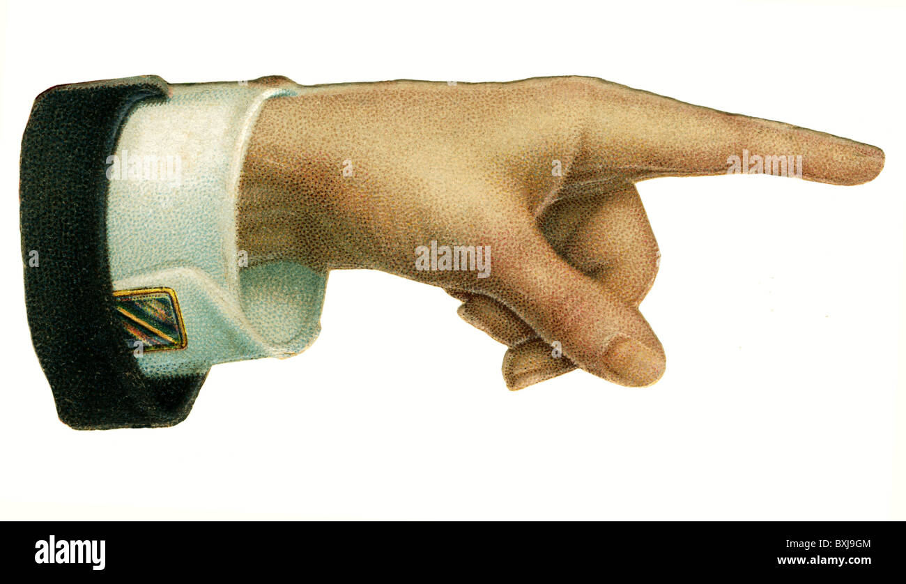 Symbolbild, Hand zeigt nach rechts, Deutschland, 1905, zusätzliche-Rights-Clearences-not available Stockfoto