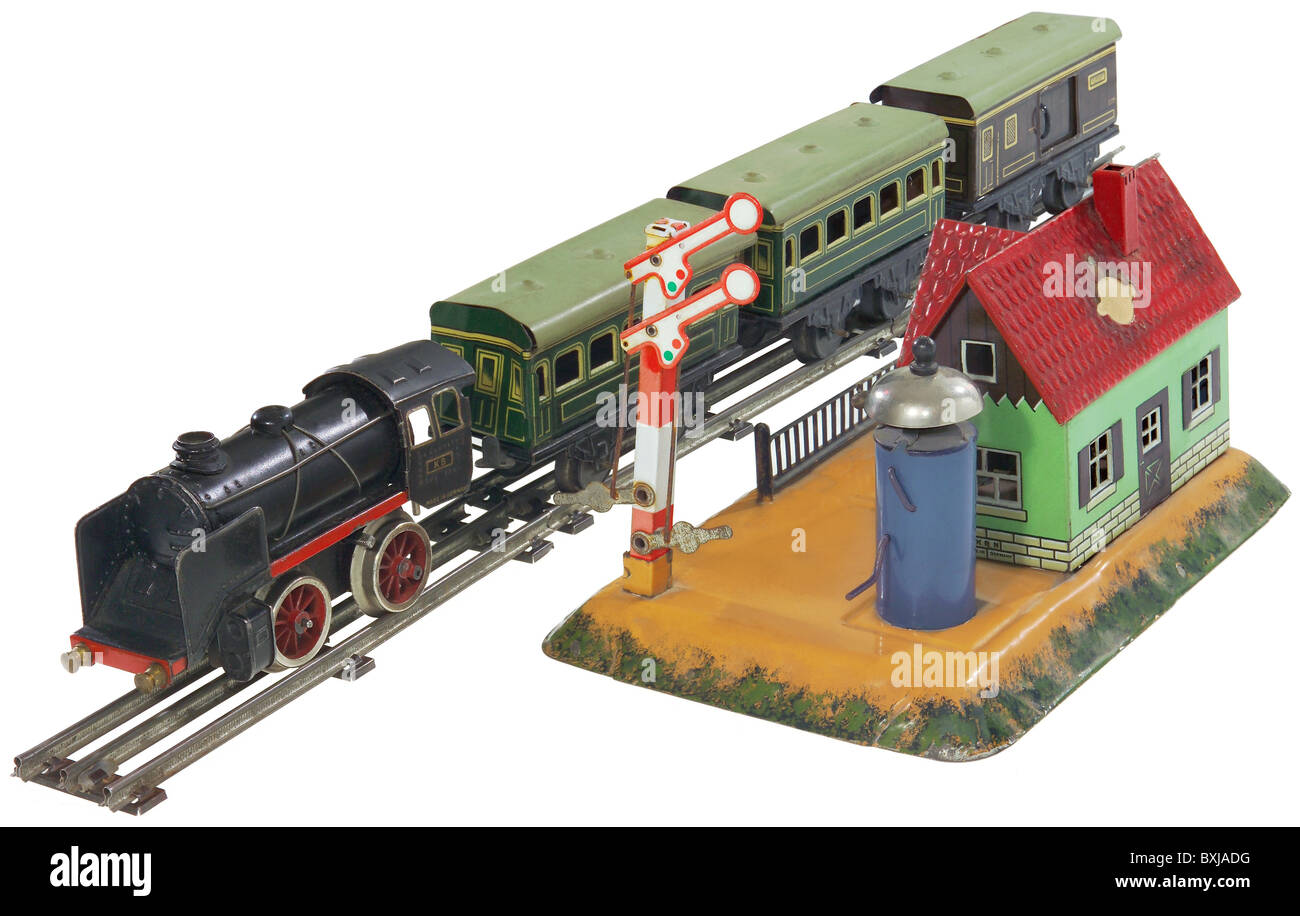 Spielzeug, Modelleisenbahn, Zug, Spurweite: 0, Deutschland, 1930er Jahre, zusätzliche-Rechte-Freiungen-nicht vorhanden Stockfoto