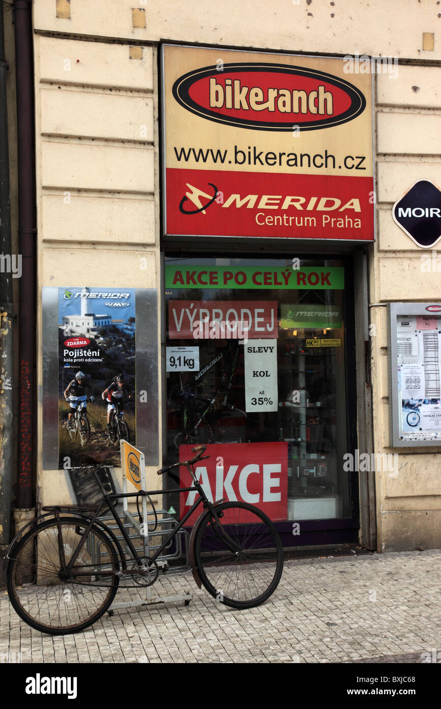 BikeRanch Cycle shop, Prag, Tschechische Republik Stockfoto