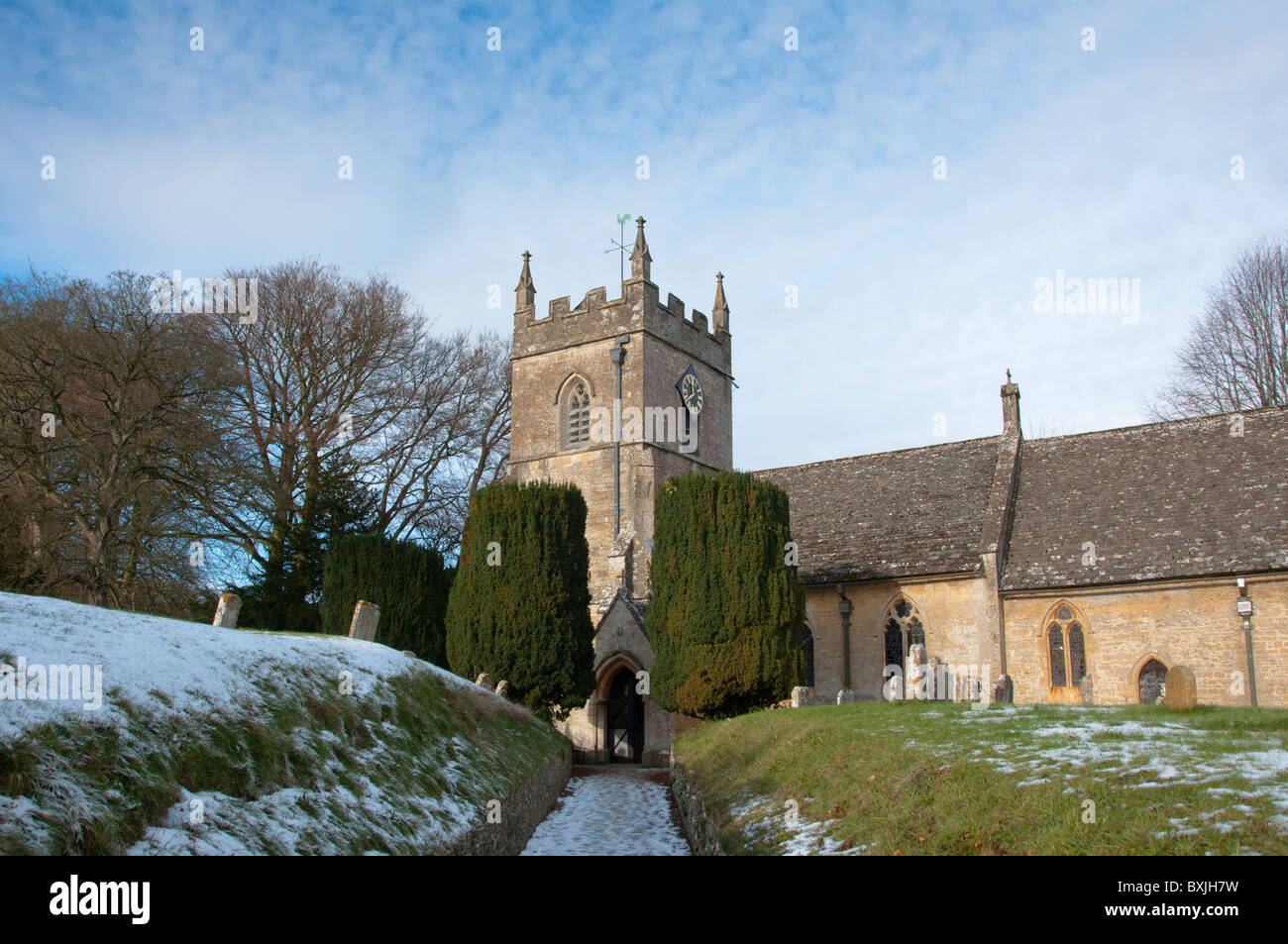 Pfarrkirche St Peters, Upper Slaughter Dorf, Gloucestershire, Cotswolds, England, UK Stockfoto
