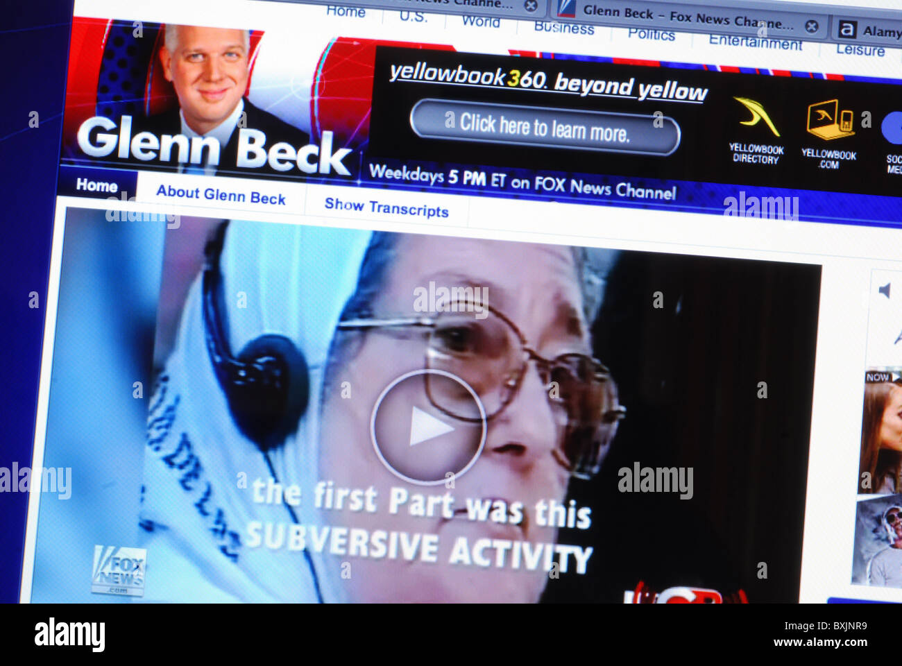 Live Streaming-Video auf amerikanischen Konservativen Kommentator Glenn Beck website Stockfoto