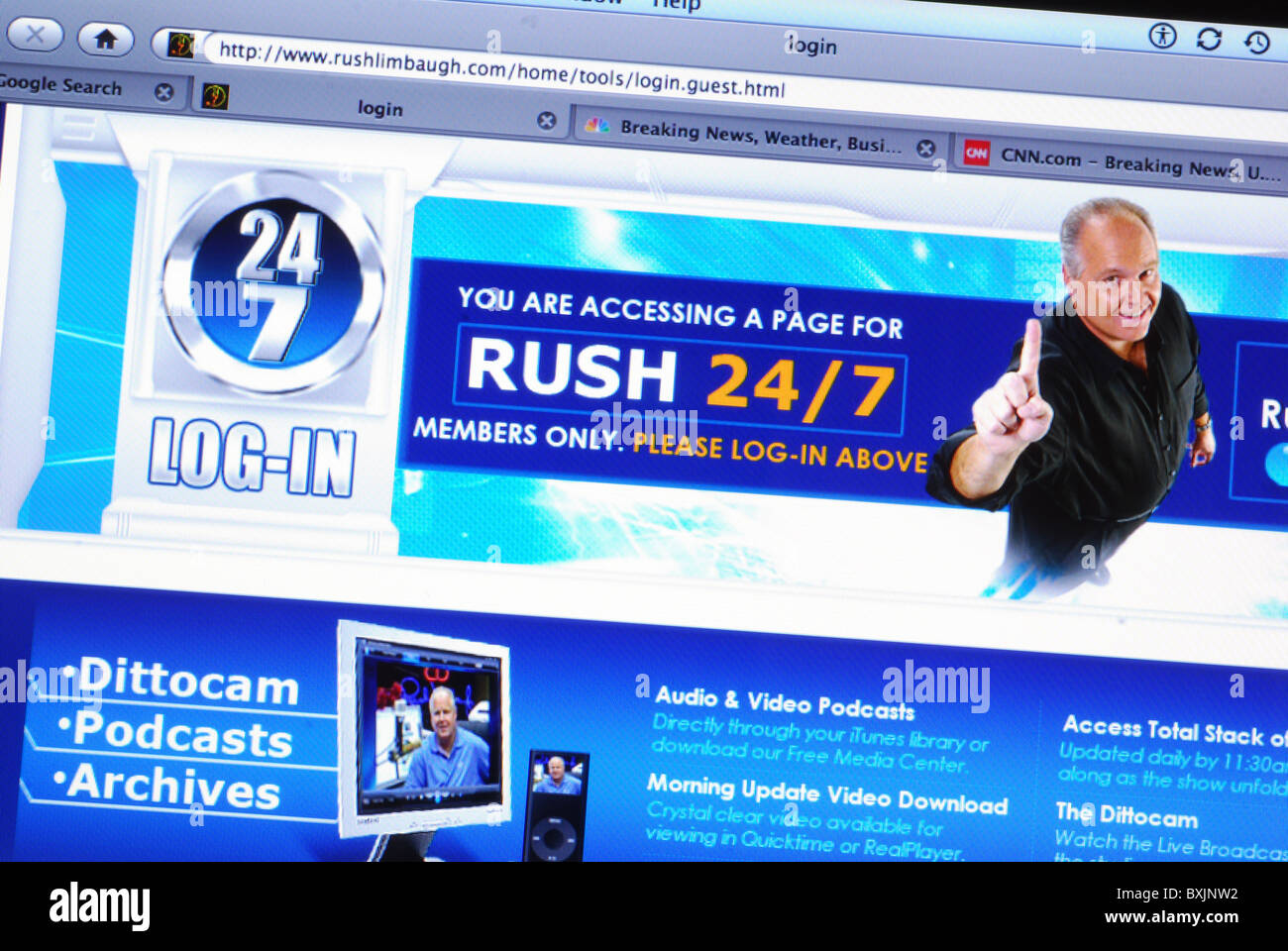Mitglieder nur Eingang auf amerikanischen Konservativen Kommentator Rush Limbaugh website Stockfoto