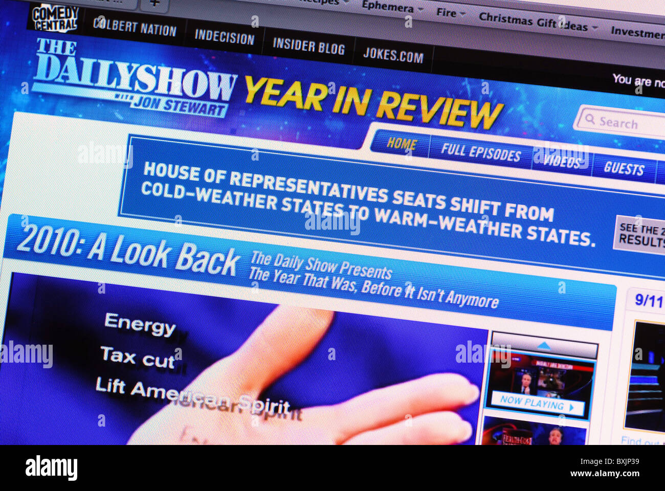 Hinweise auf Palins Palm geschrieben, wie über die Daily Show mit Jon Stewart Website gezeigt Stockfoto