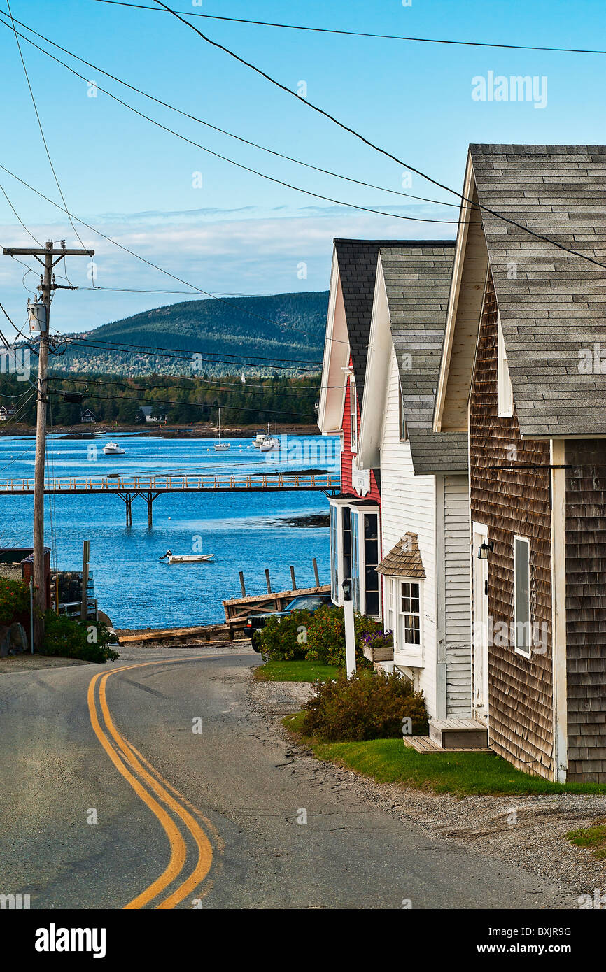 Dorf am Meer, Bass Harbor, Maine, USA Stockfoto