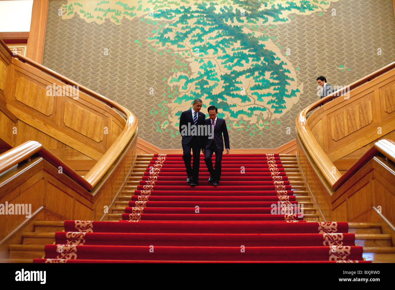 Präsident Barack Obama und Präsident Lee Myung-Bak von Südkorea Stockfoto