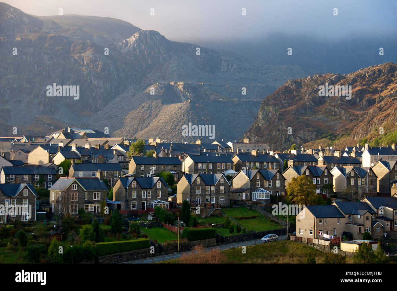 Schiefer-Bergbaustadt England wieder Gwynedd, North Wales, UK Stockfoto