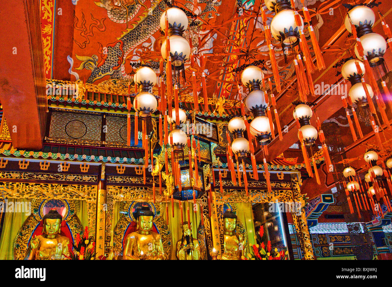 Innere des Po Lin Kloster in Ngong Ping Lantau Insel Hong Kong China Stockfoto