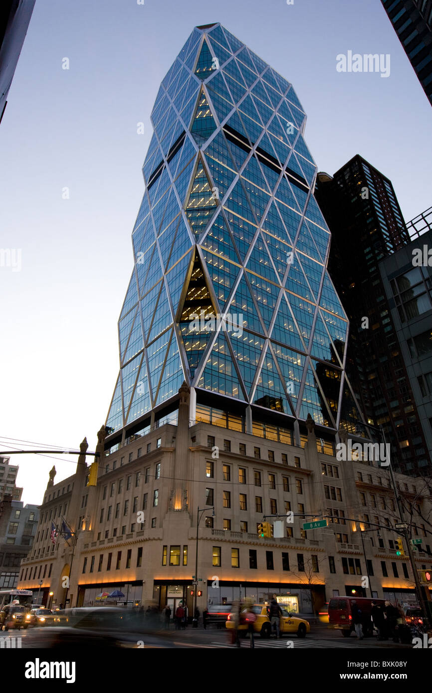 Hearst Tower, LEED Green-building, nur Diagonale Spalten in New York City, Manhattan, New York City Stockfoto