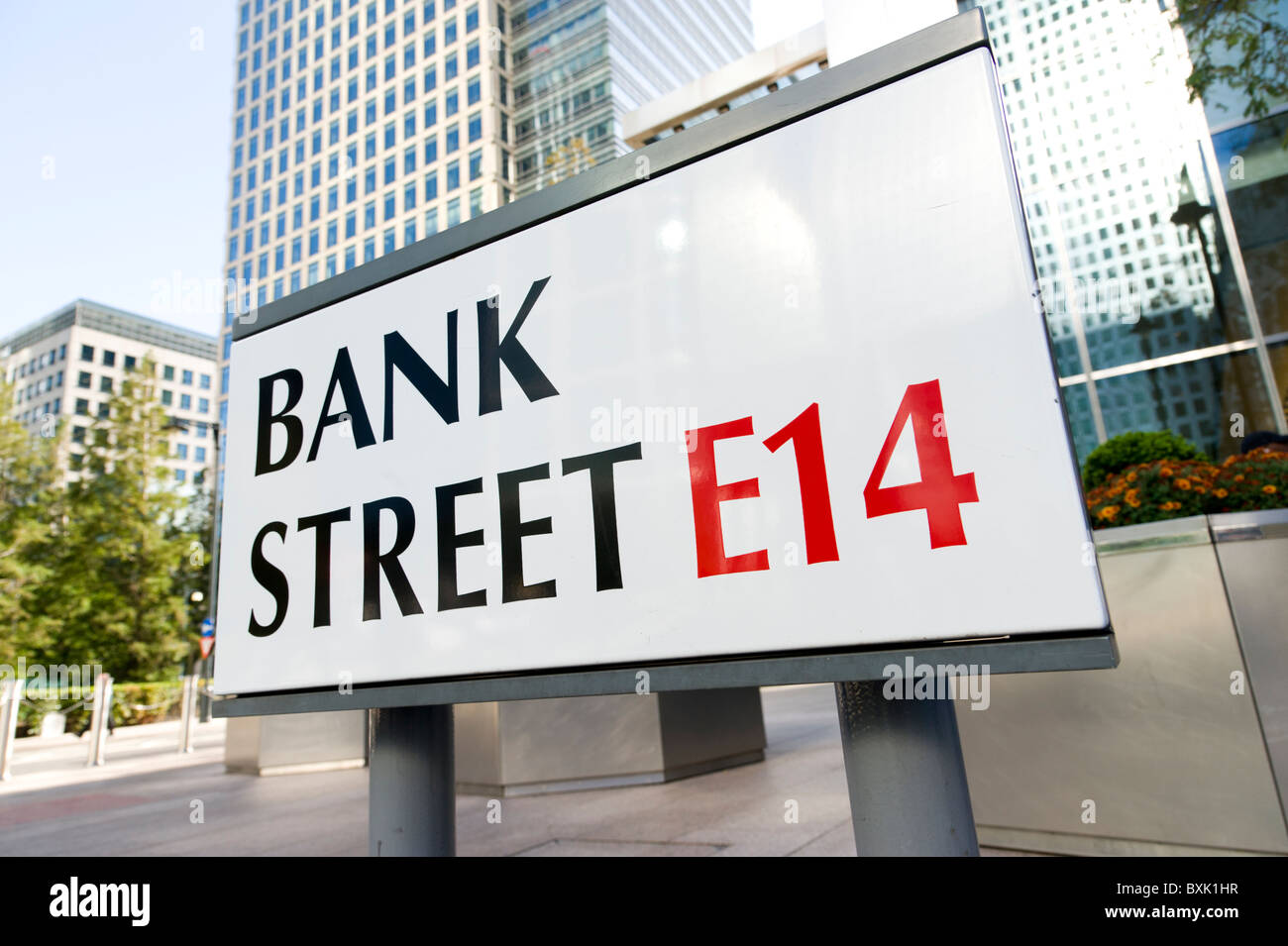 Bank Street in Canary Wharf, London, UK Stockfoto