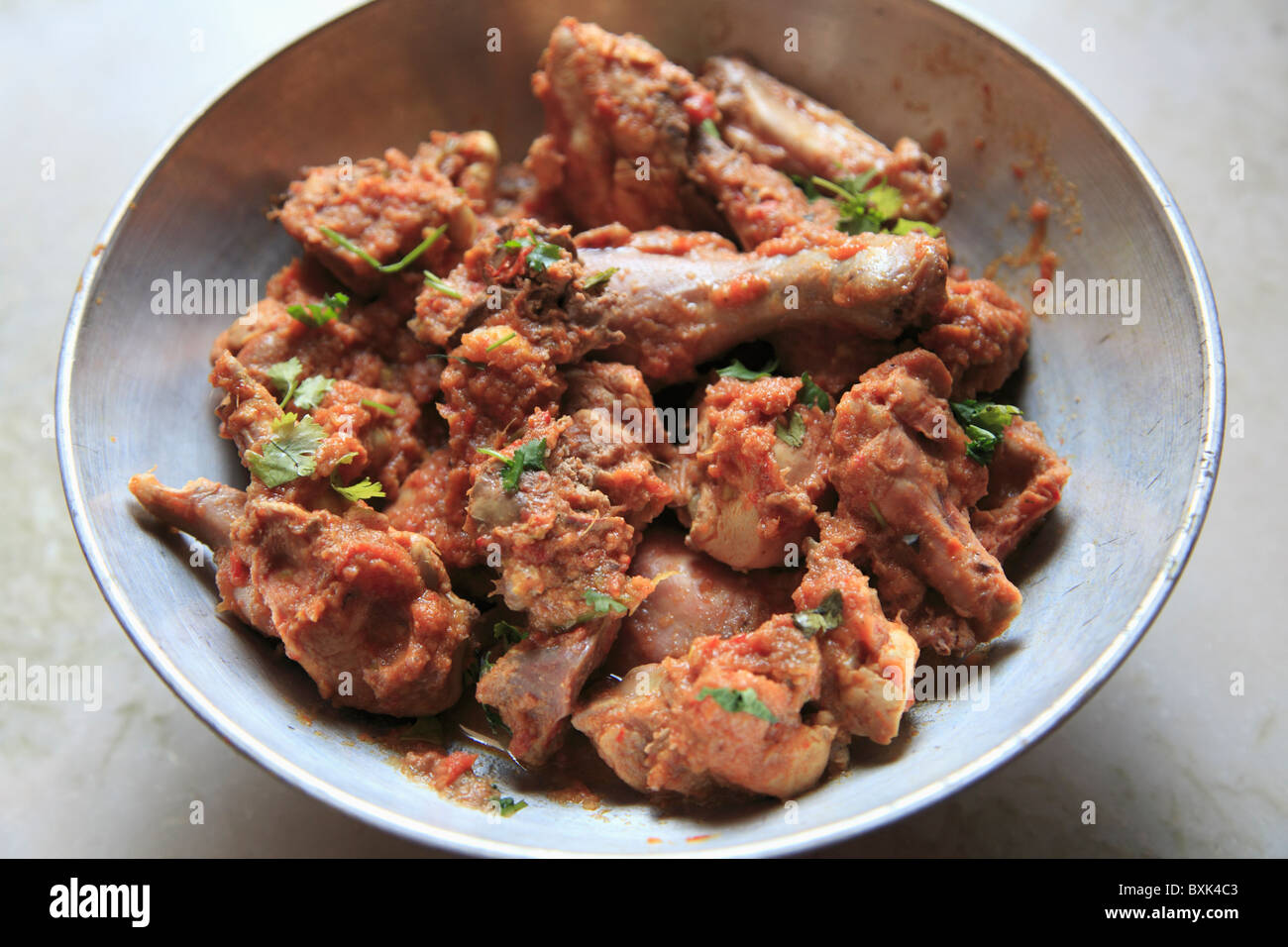 Chicken Curry, traditionelle indische Küche, Delhi, Indien Stockfoto