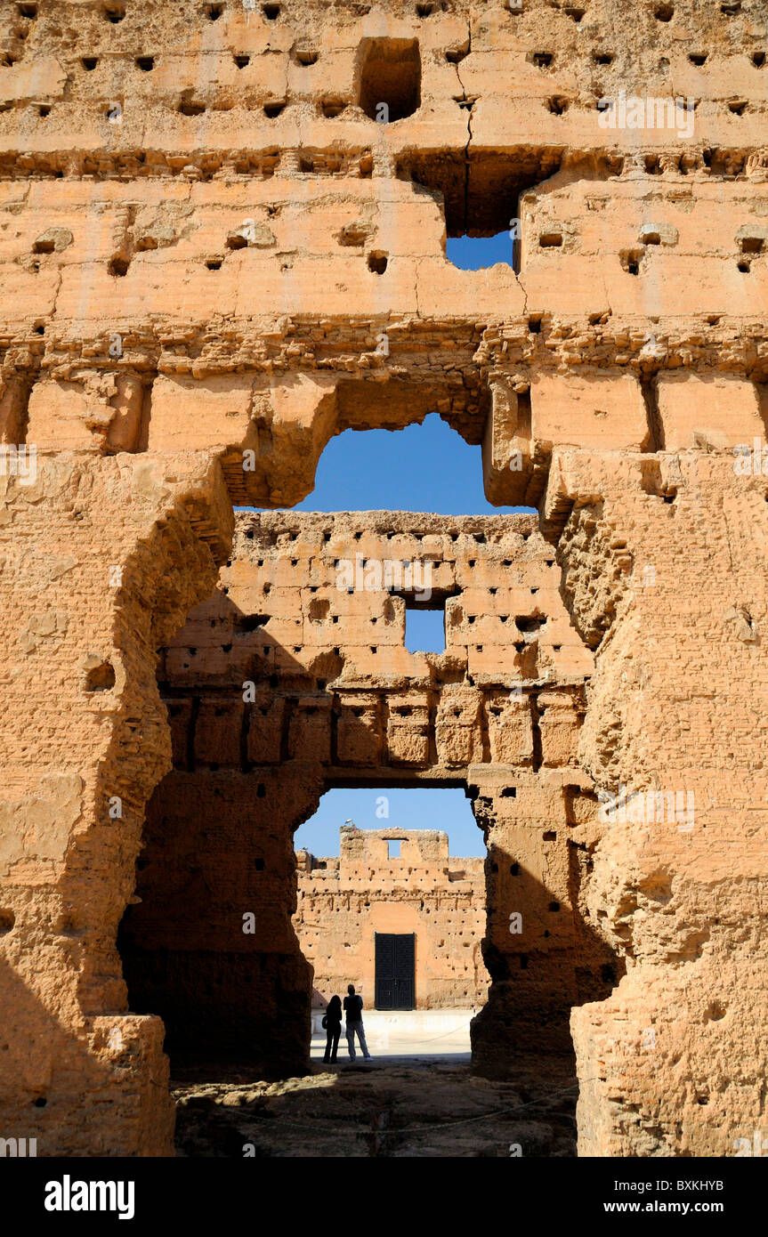 Eintritt ins Koubba el Hamsinniya (fünfzig Pavillon) an den Ruinen des Palastes Badii Stockfoto