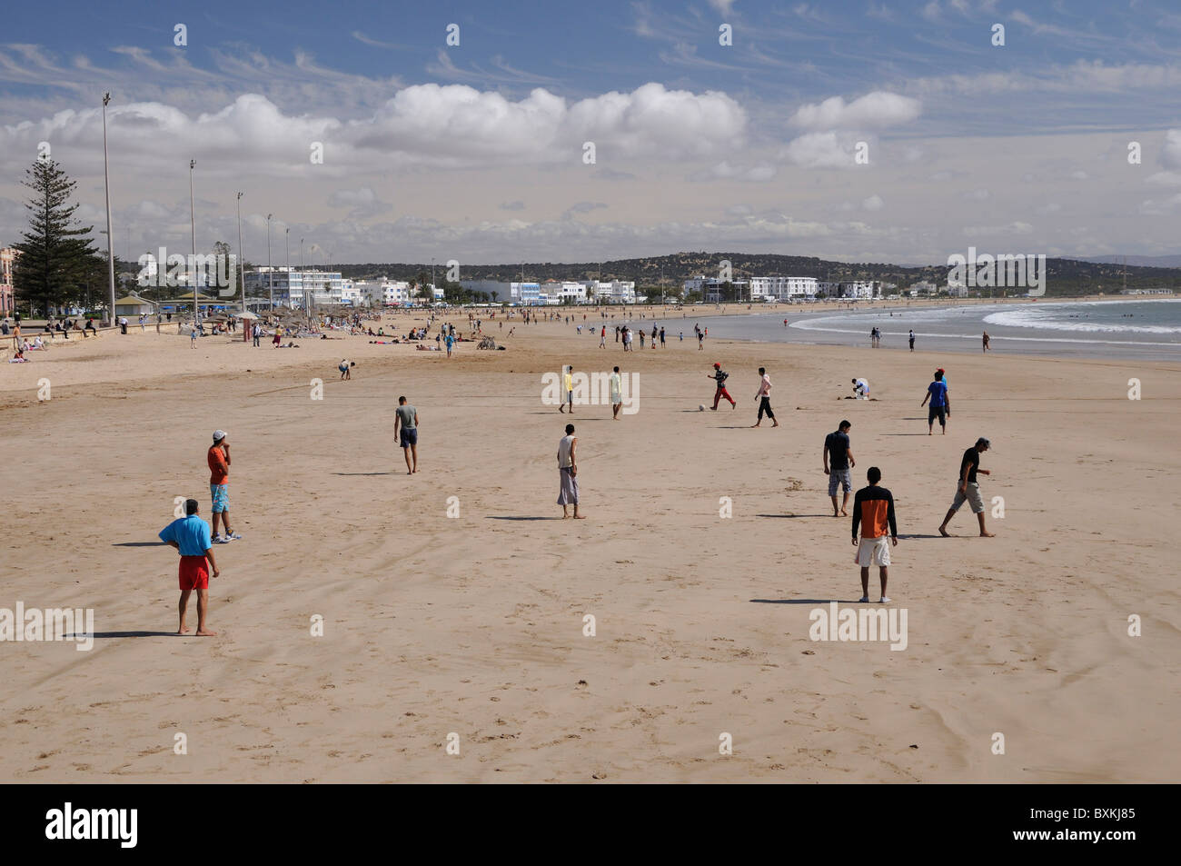 Fußballspiel, Strand Stockfoto