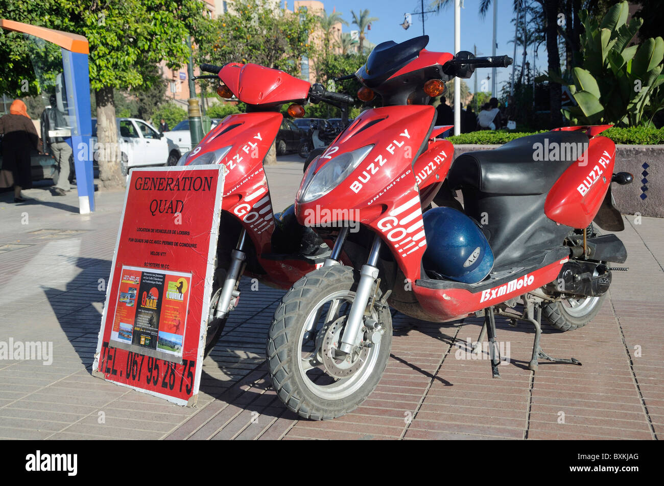 Quad-Bike-Verleih bei Avenue Mohammed V in Marrakesch Stockfoto