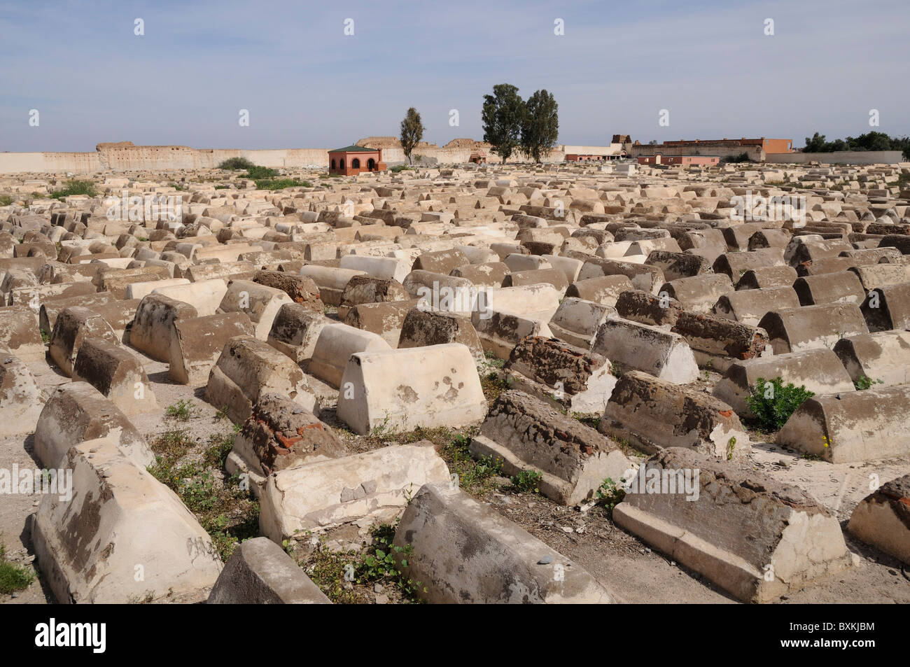 Übersicht über die Miarra (jüdischer Friedhof) in das Judenviertel Mellah, Marrakesch Stockfoto